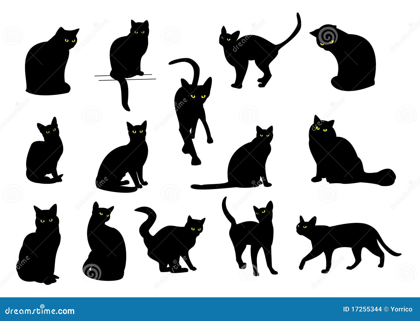 Le Chat Noir Silhouette Le Groupe Illustration De Vecteur Illustration Du Isolement Animaux