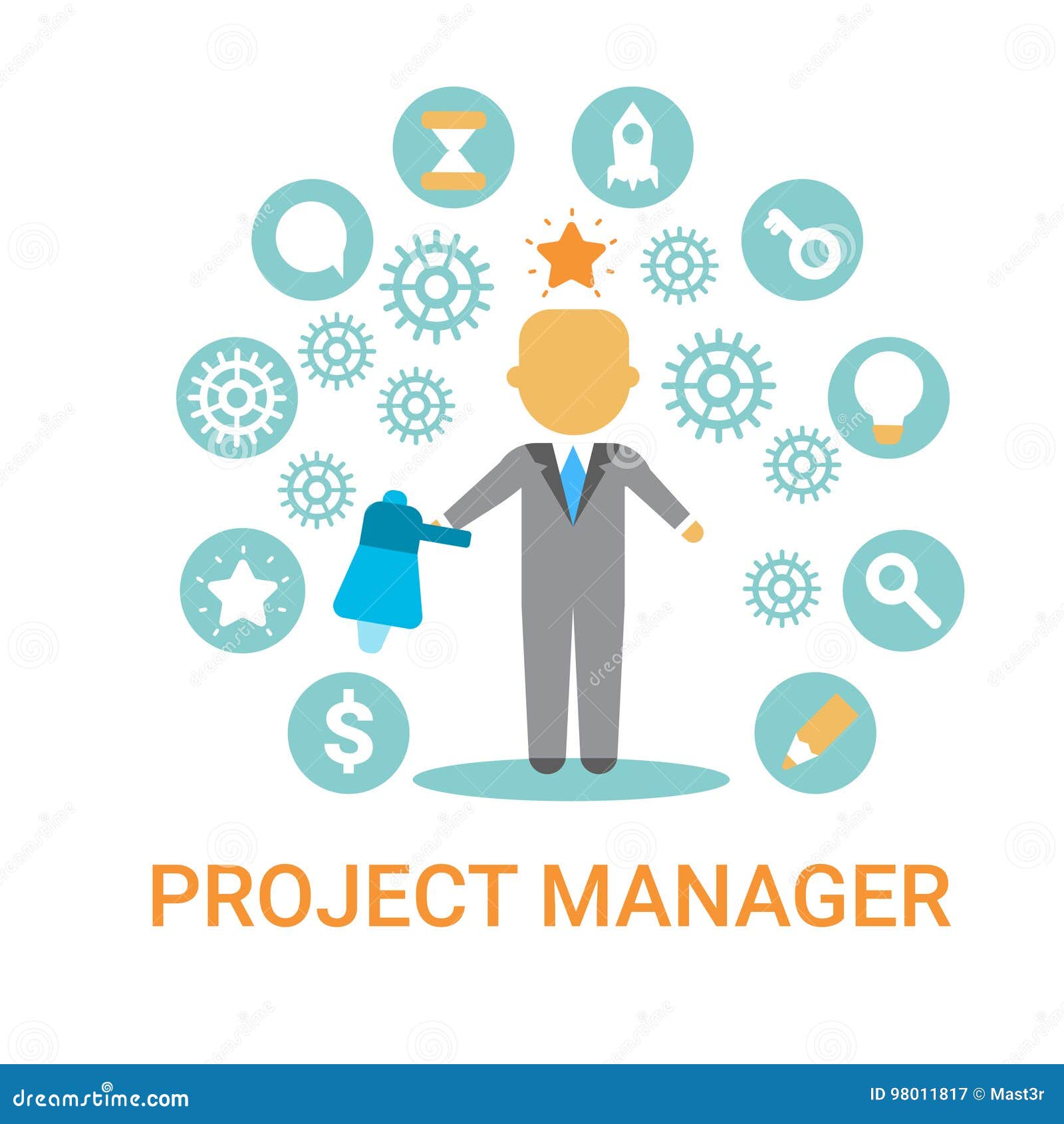 Le Chef Banner D'Icon Business Process De Chef De Projet Illustration
