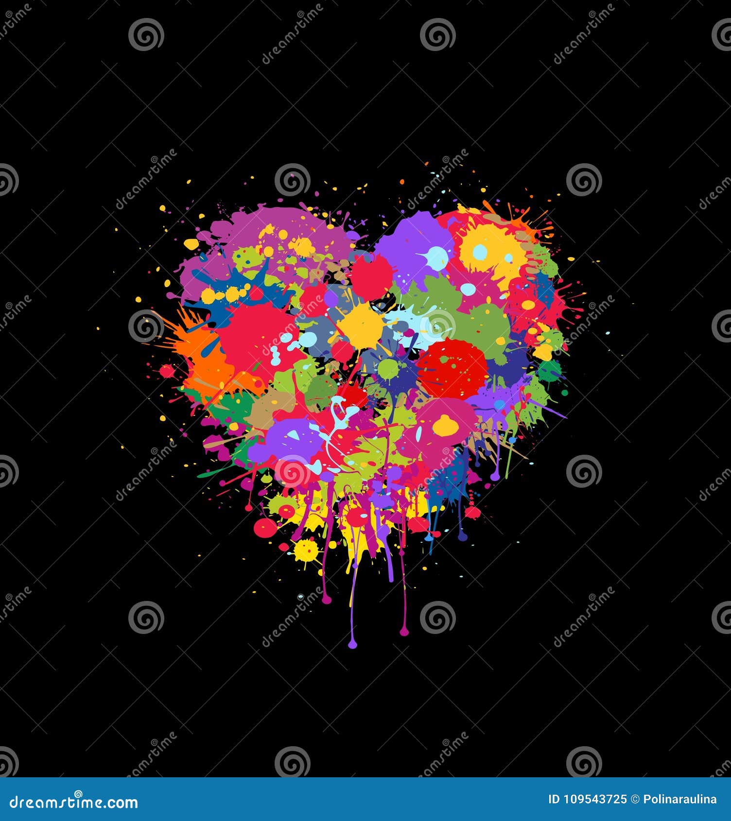 Le Coeur Abstrait De Vecteur Fait En Coloré éclabousse De La Peinture Sur  Le Fond Noir Image stock - Illustration du gouttelettes, jour: 109543725