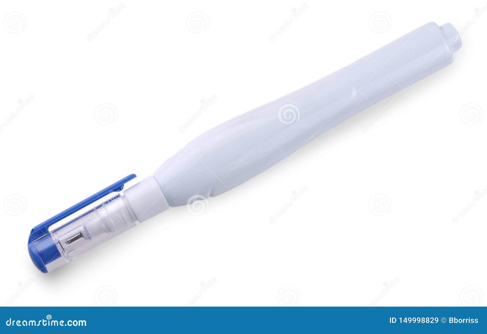 Le Correcteur Bleu De Stylo Sur Un Fond Blanc Image Stock Image Du Isolement Eraser