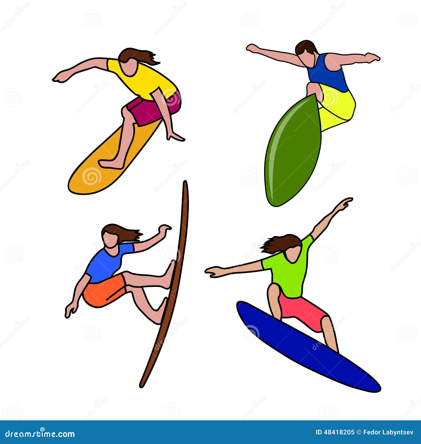 Le Dessin  Du Surfer Sur Un Fond Blanc Illustration de 