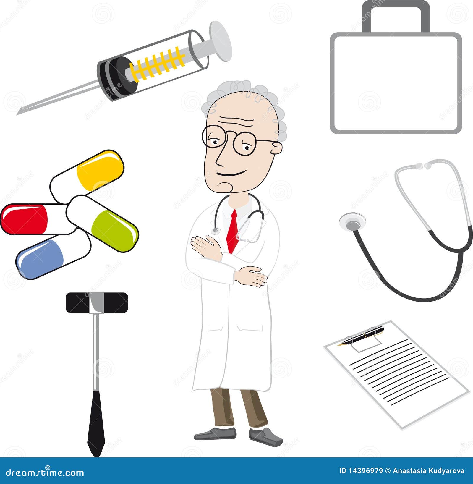 Le Docteur Et Les Outils Médicaux Illustration Stock - Illustration du  science, tablette: 14396979