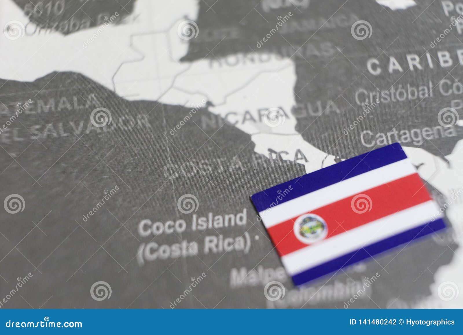 Le Drapeau De Costa Rica A Placé Sur La Carte De Costa Rica