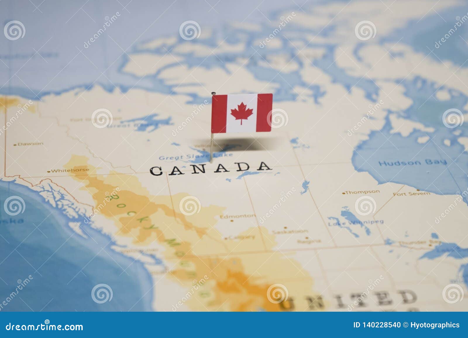Le Drapeau Du Canada Dans La Carte Du Monde Photo Stock