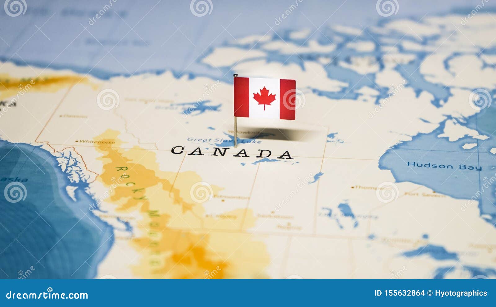 Le Drapeau Du Canada Dans La Carte Du Monde Photo Stock