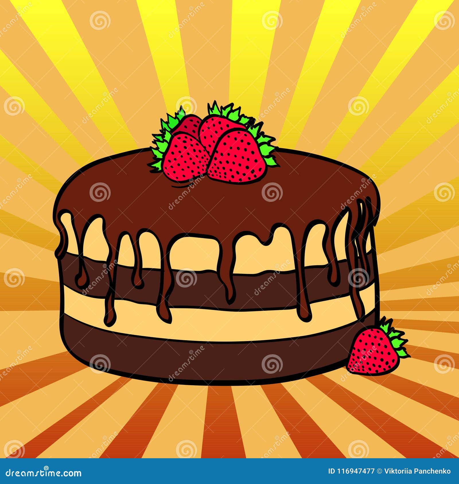 Le Fond D Art De Bruit Le Soleil Rayonne Multicolore Nourriture Pour Les Vacances Gateau De Chocolat Avec Des Fraises Vecteur Illustration De Vecteur Illustration Du Fond Chocolat