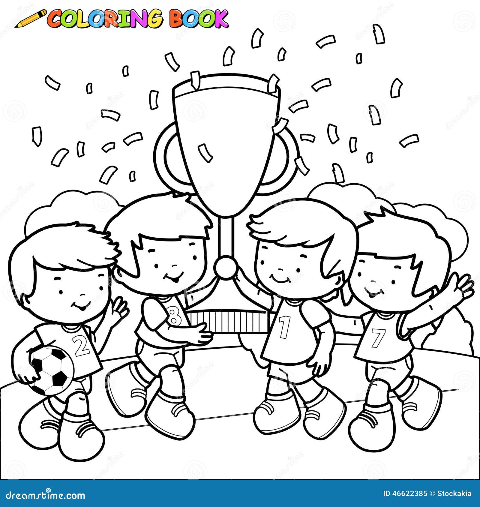 Le football de livre de coloriage badine des gagnants