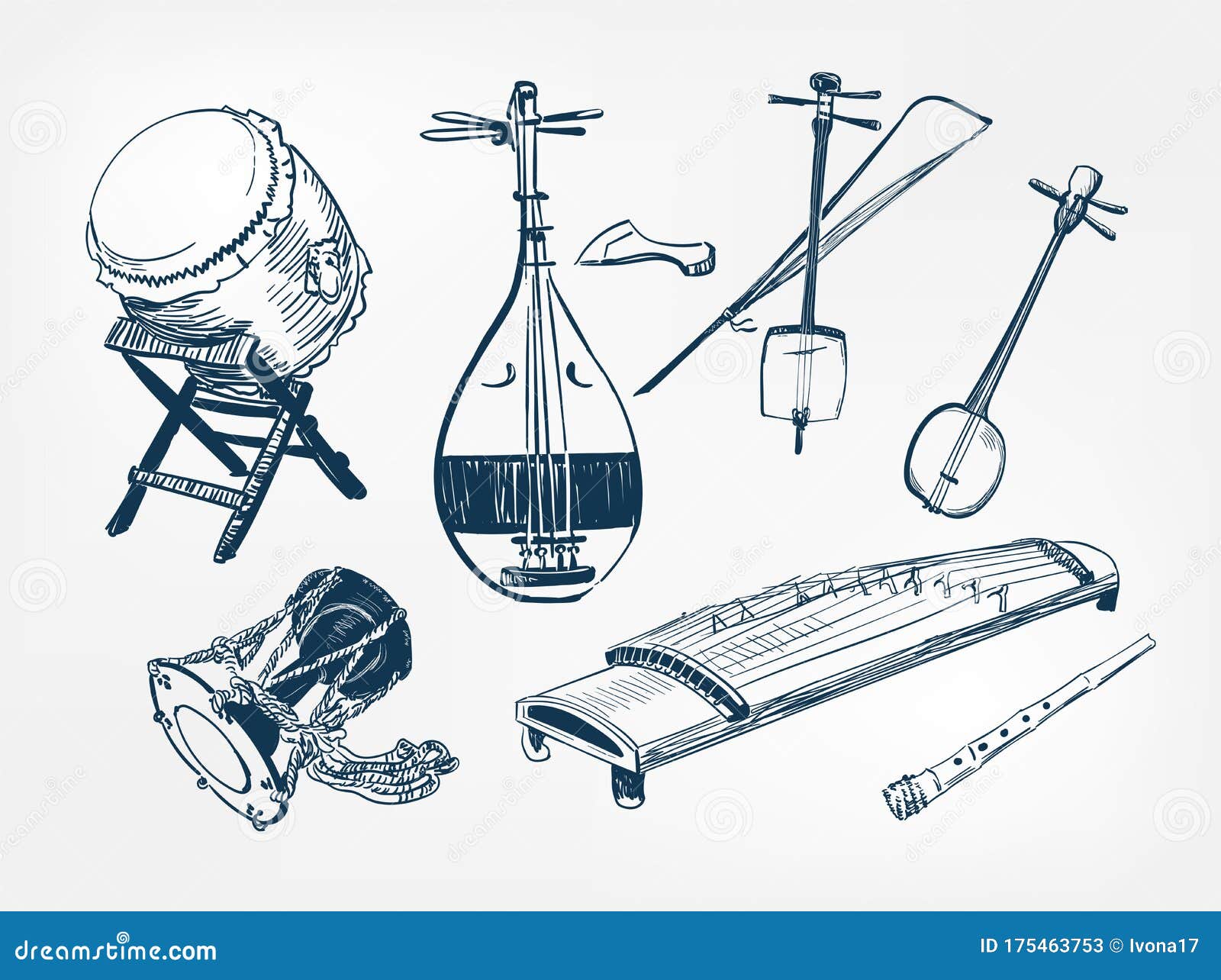Le Klaxon De Musique a Placé 3 Illustration Stock - Illustration du  oriental, tambour: 51052835