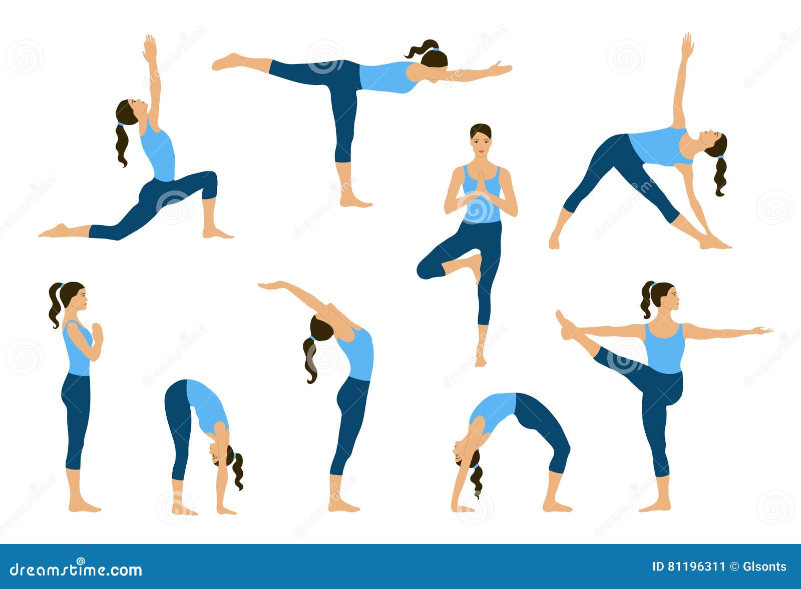 Le Giovani Donne Fanno Gli Esercizi Di Yoga Illustrazione Vettoriale Illustrazione Di Classes Ragazza