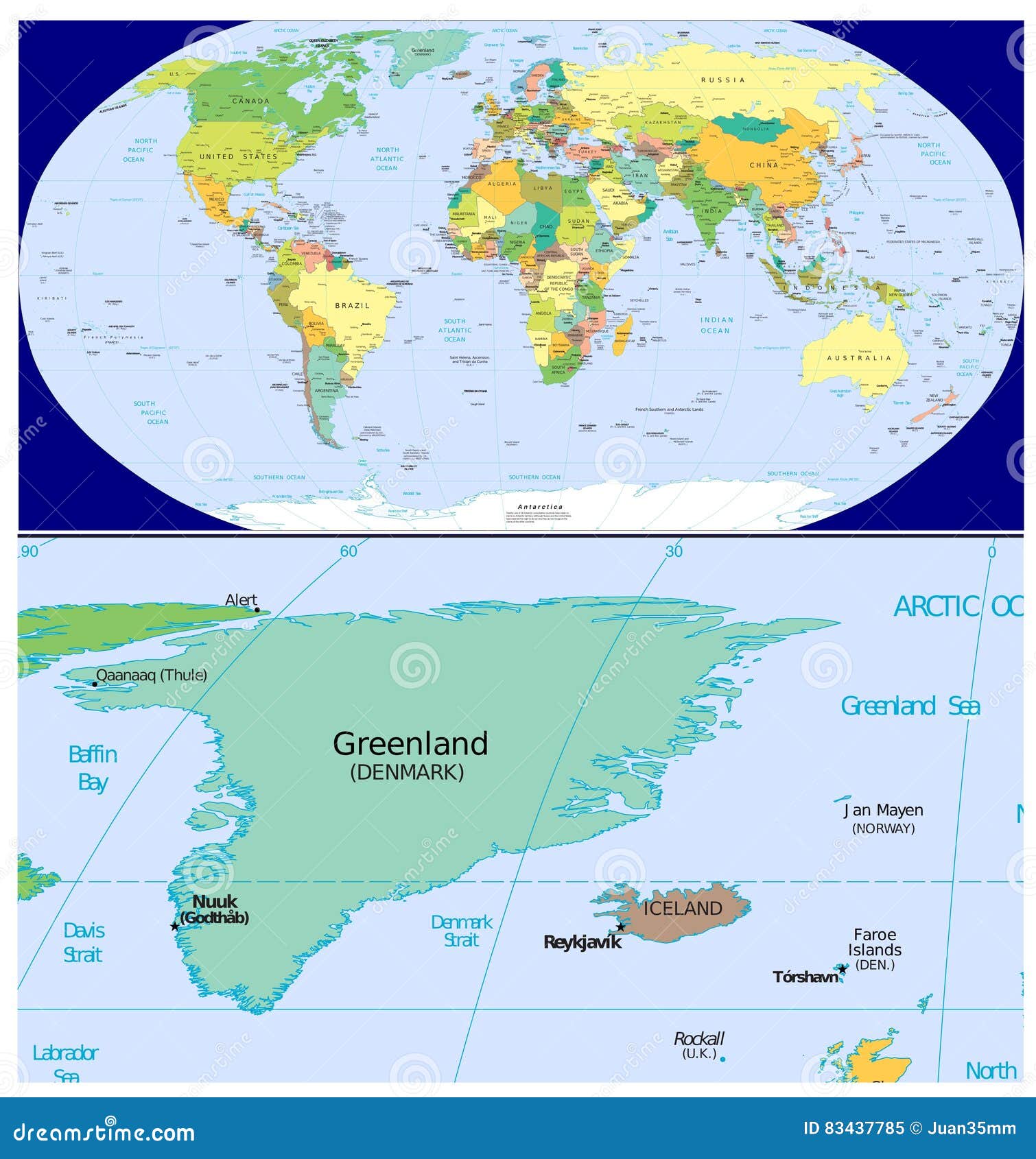 Le Groenland Islande Et Monde Illustration Stock