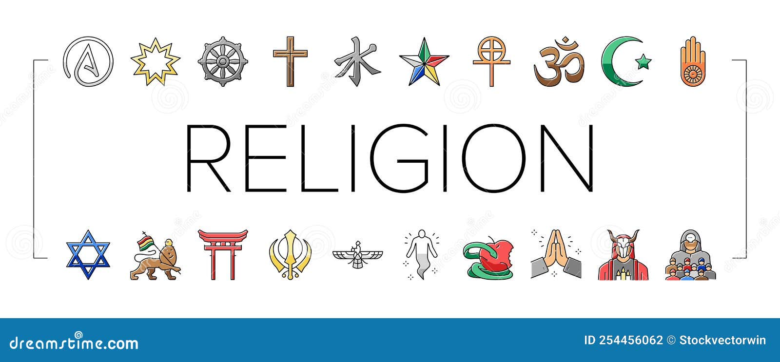 Differenza Tra Gnosticismo E Cristianesimo Le Icone Di Culto Religioso E Ateismo Sono Un Vettore Illustrazione