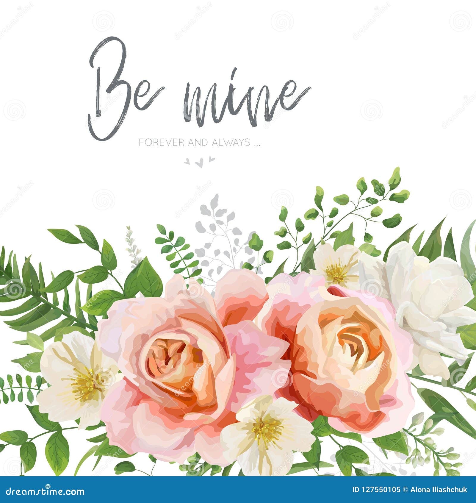 Invitation De Mariage Avec Cadre Floral Aquarelle Pêche Rose