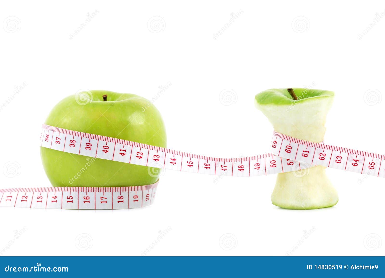 Le mele verdi hanno misurato il tester isolato su bianco