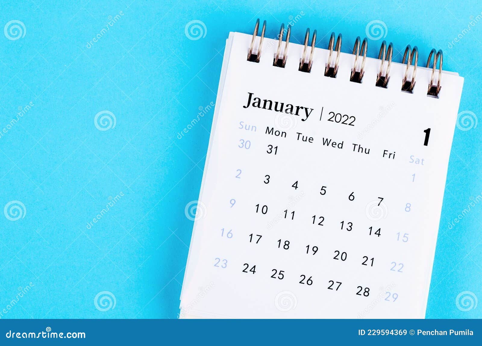 Le Mini Calendrier Bureau Janvier 2022 Image stock - Image du nature,  saison: 229594369