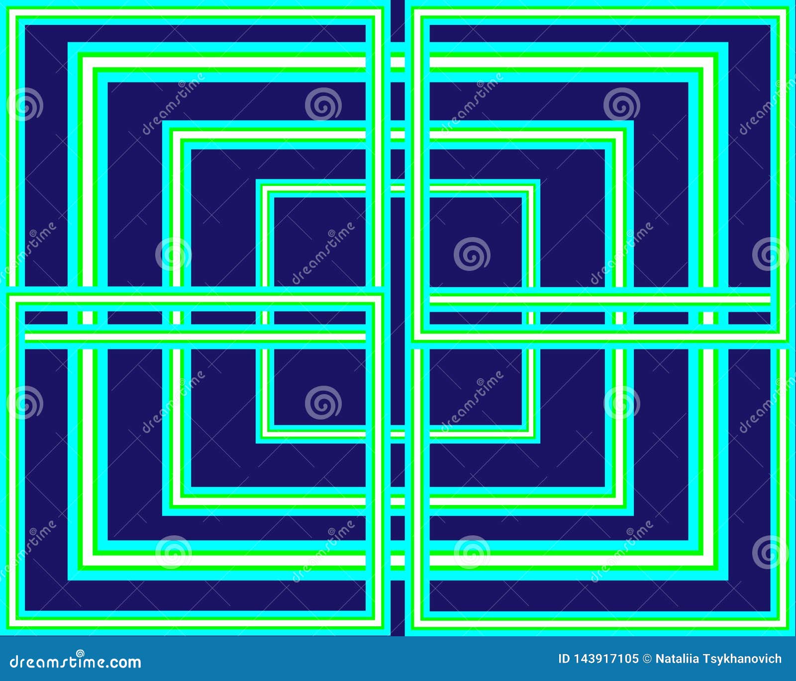 Le modèle a placé les places vert clair au néon sur le fond bleu. Fond lumineux abstrait géométrique, ensemble de places vertes, circuit économiseur d'écran, modèle pour la conception