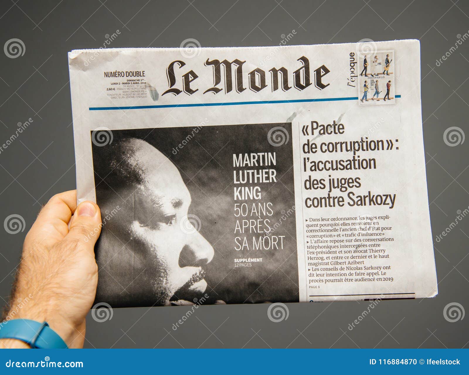 Le Monde Uber Jahrestag Martin Luther King Tod 50 Redaktionelles Bild Bild Von Martin Monde