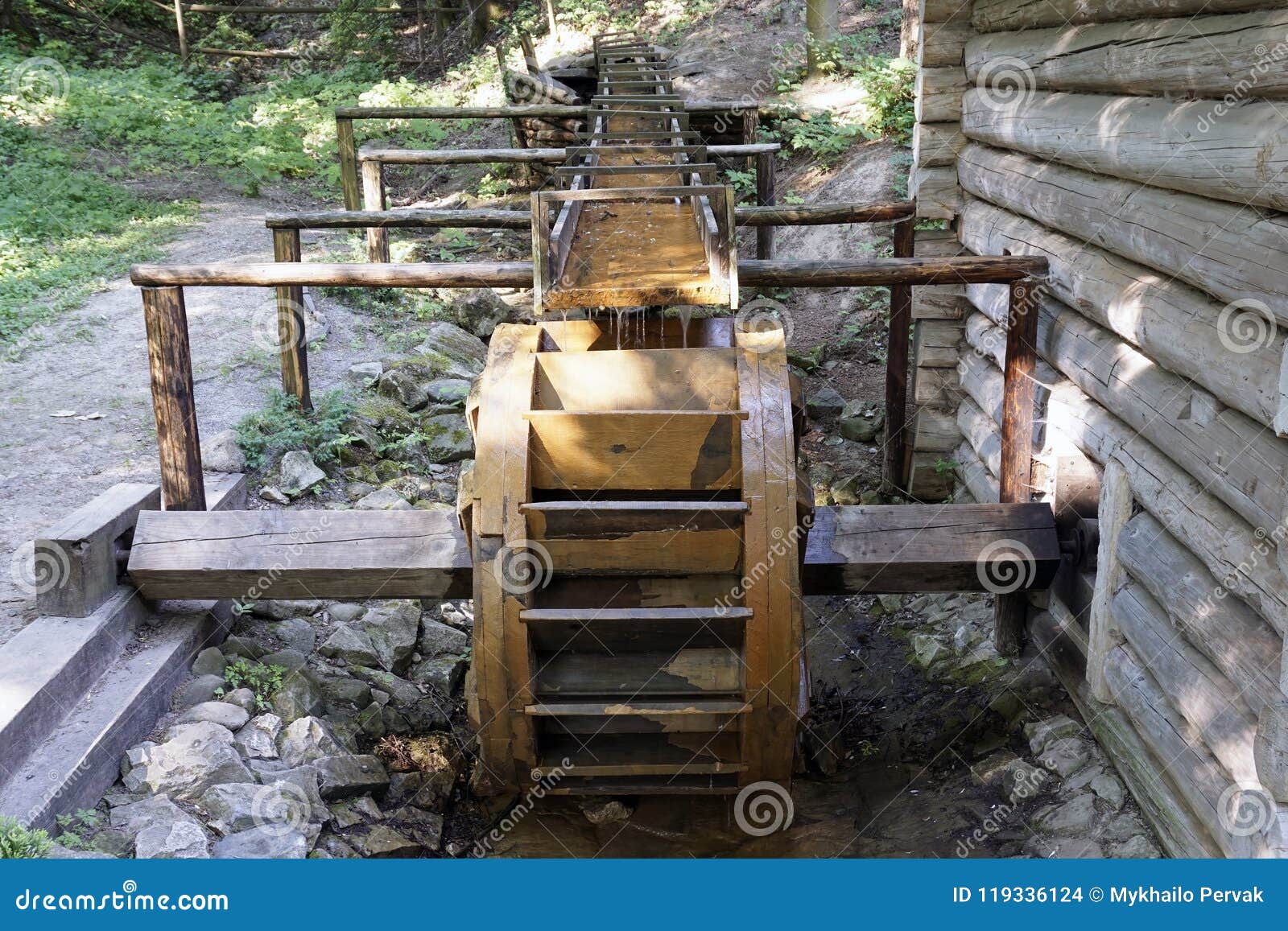 Le Moulin à Eau Fonctionnant Roulent Avec De Leau En Baisse