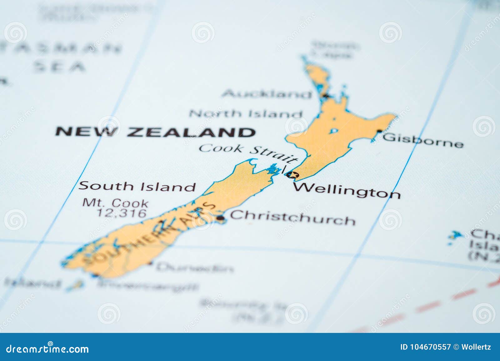 Le Nouvelle Zélande Sur Une Carte Image Stock Image Du