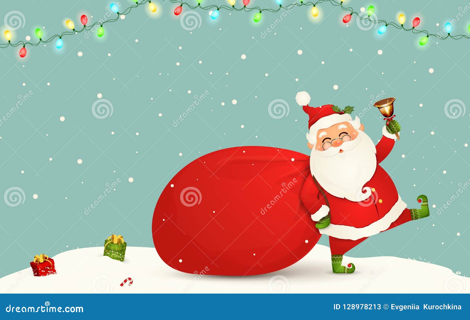 Le Père Noël Vient Santa Claus Drôle Avec Le Sac énorme