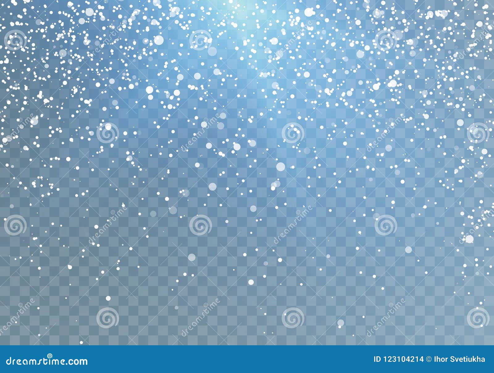 Le precipitazioni nevose modellano con lustro blu Fiocchi di neve di caduta Illustrazione di vettore isolata su fondo trasparente