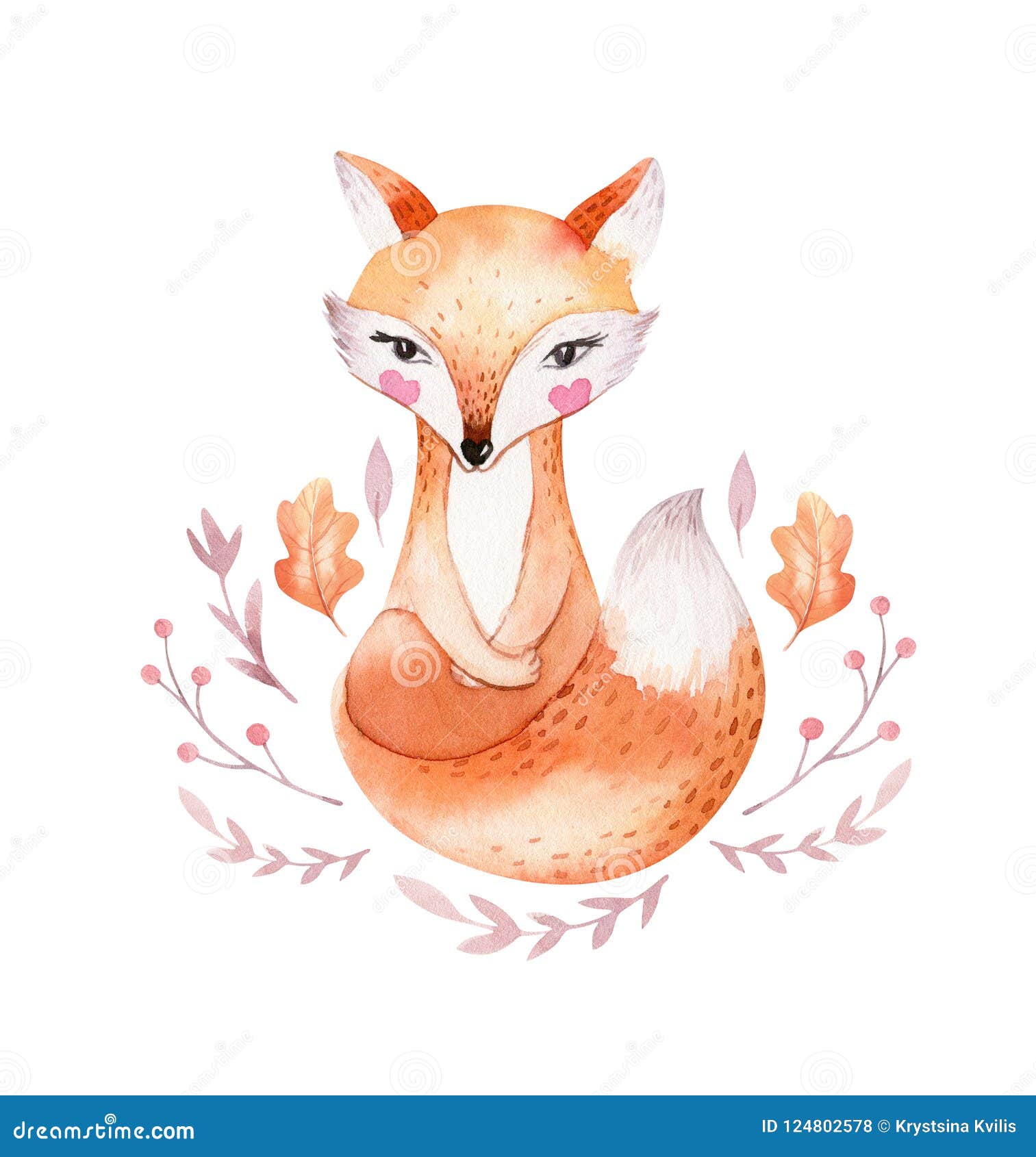 Le Renard Mignon De Bebe L Oiseau De Creche De Cerfs Communs Et L Ours Animaux Ont Isole L Illustration Pour Des Enfants Dessin Illustration Stock Illustration Du Ours Main