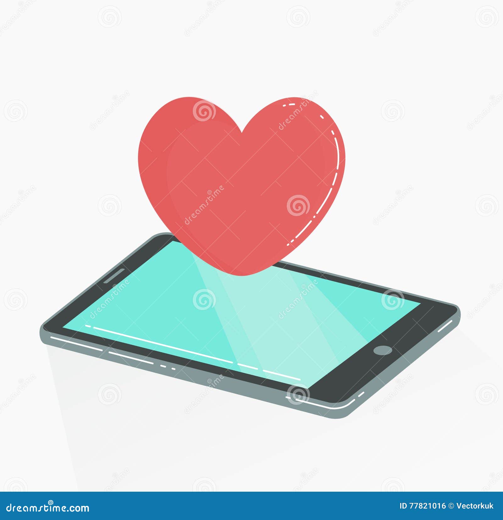 Le Téléphone Portable Avec Le Coeur Rouge Aiment L'icône