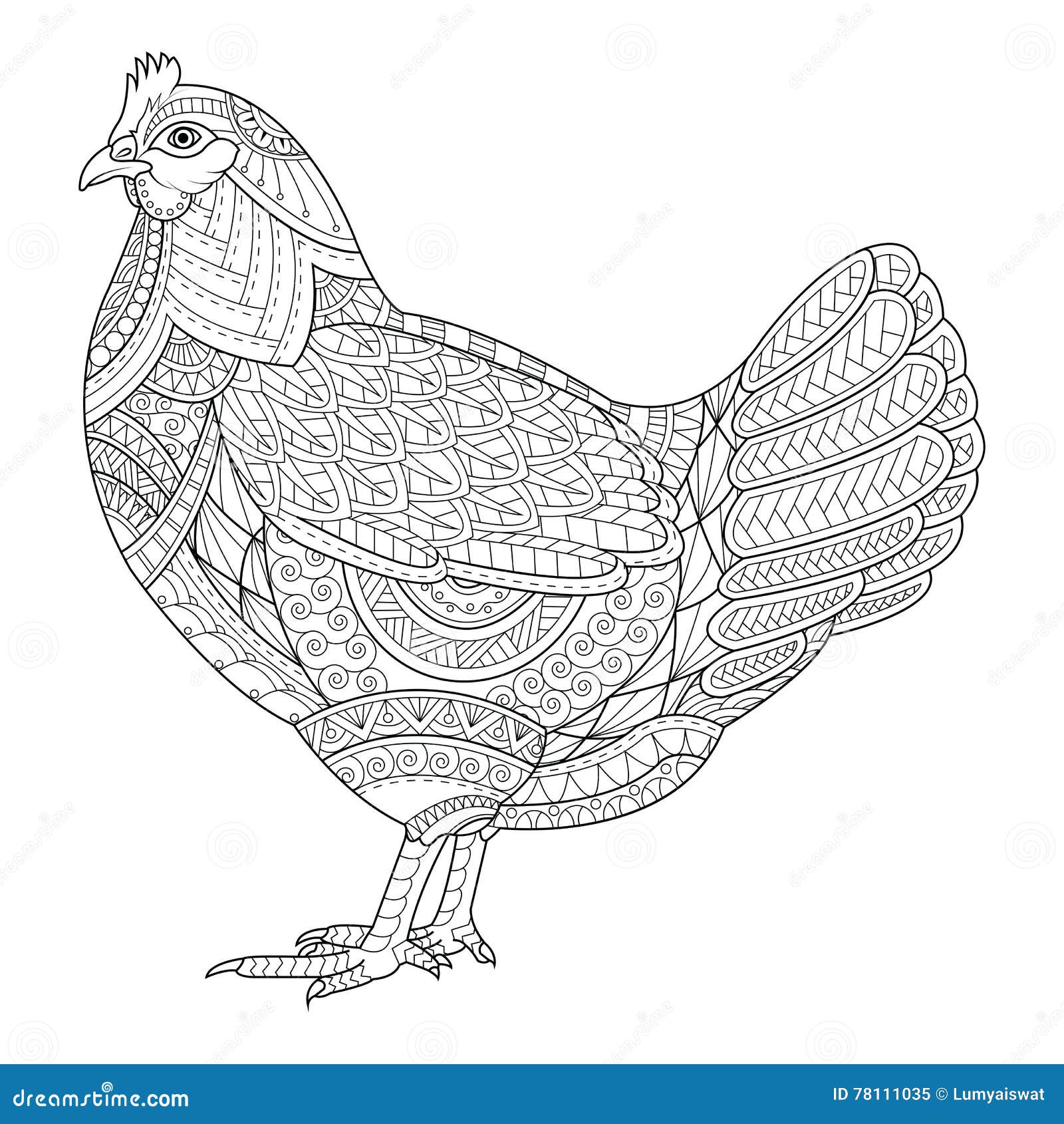 Le Zentangle De Poulet A Stylisé Pour Livre De Coloriage Pour L adulte blanc conception coq illustration livre