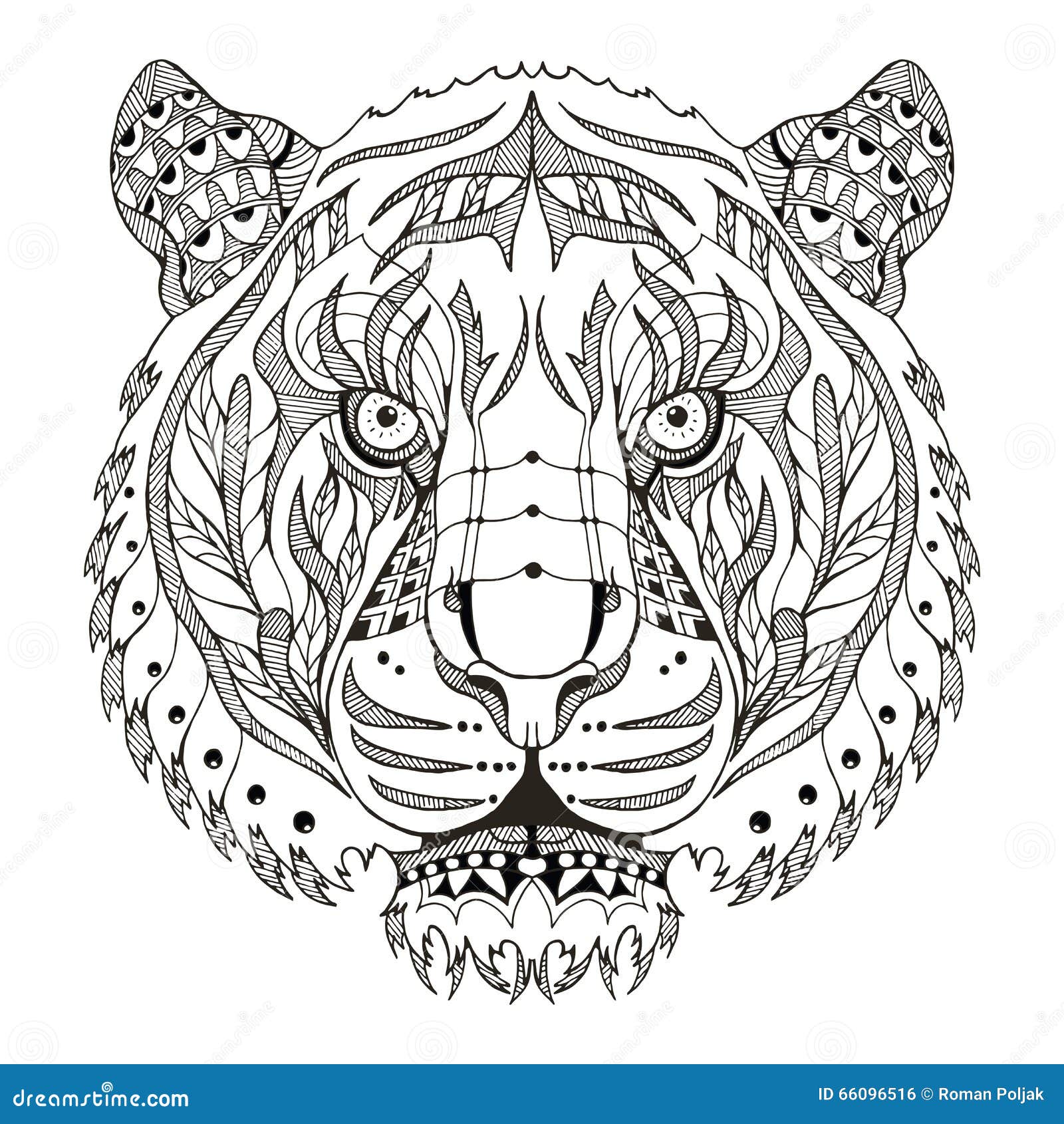 Le zentangle principal de tigre a stylisé dirige illustration le mod¨le franc