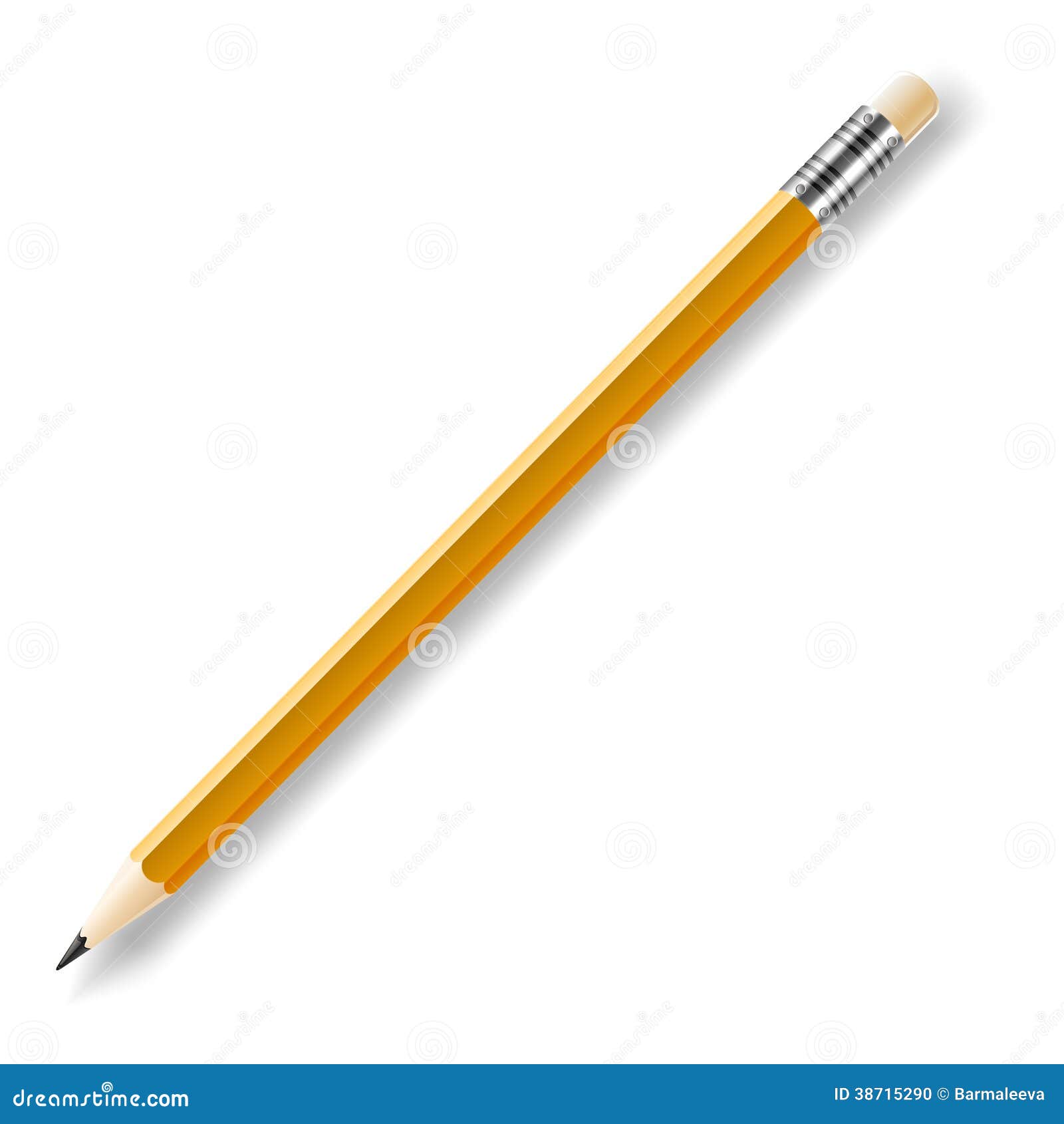 Lead Pencil with Yellow Eraser on White Stock Vector Illustration of