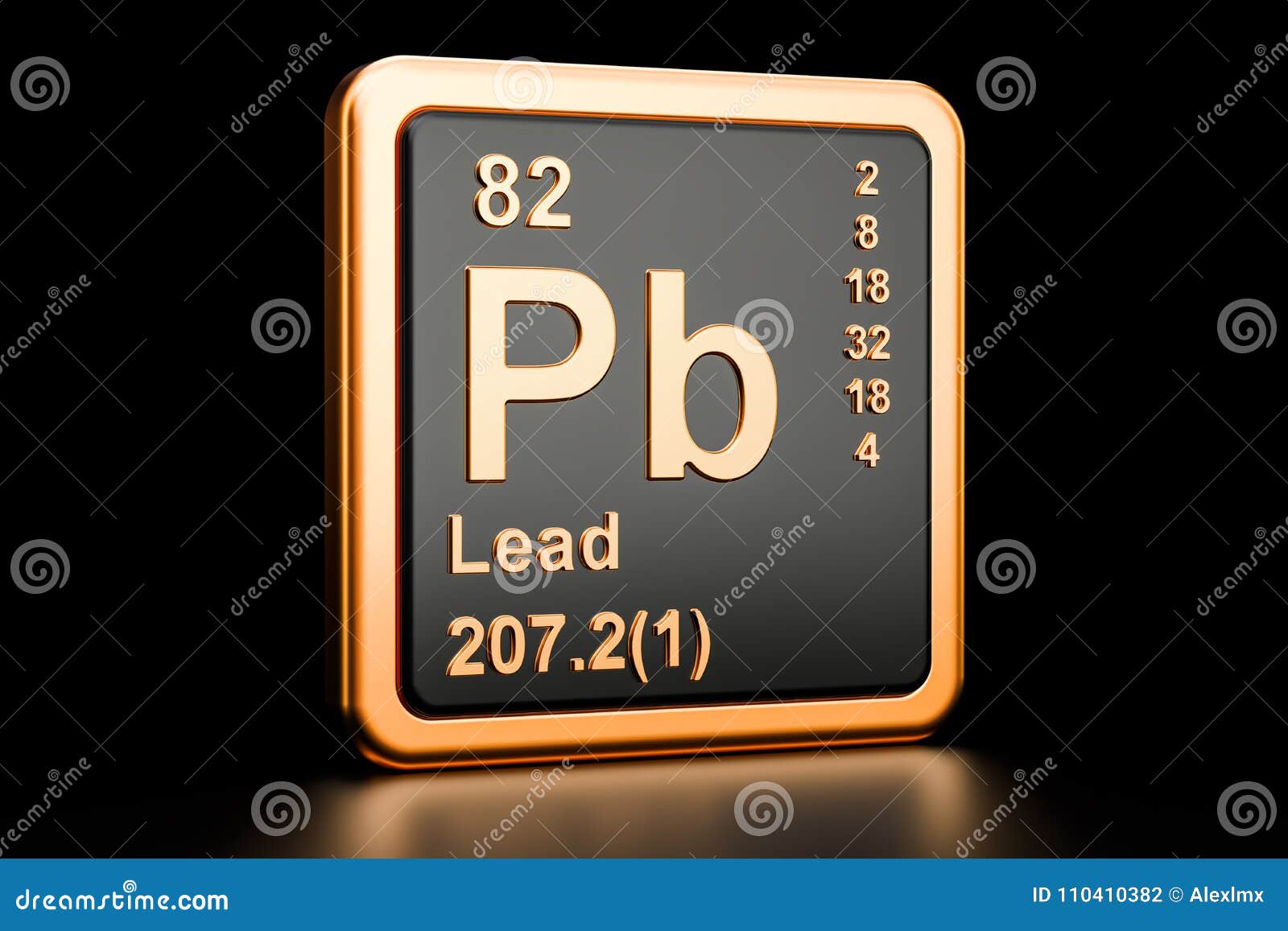lead plumbum pb chemical . 3d rendering