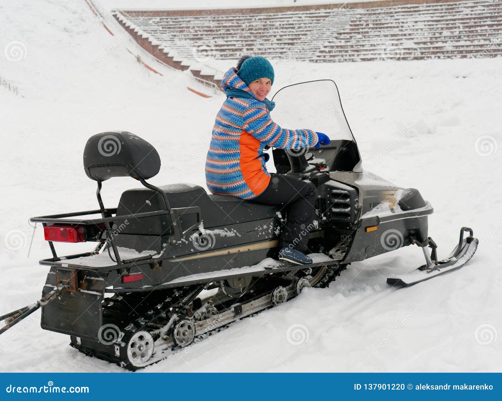 Lead Sit on a Snowmobile on a Snow Slope Stock Photo Image of piste