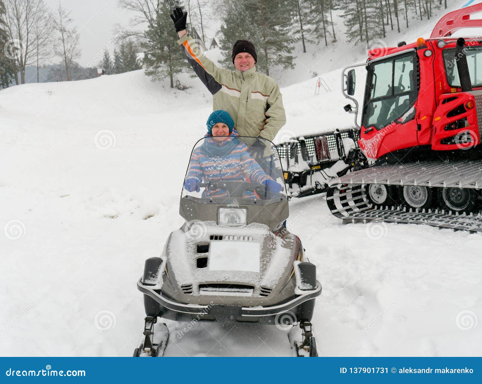Lead Sit on a Snowmobile on a Snow Slope Stock Image Image of germany
