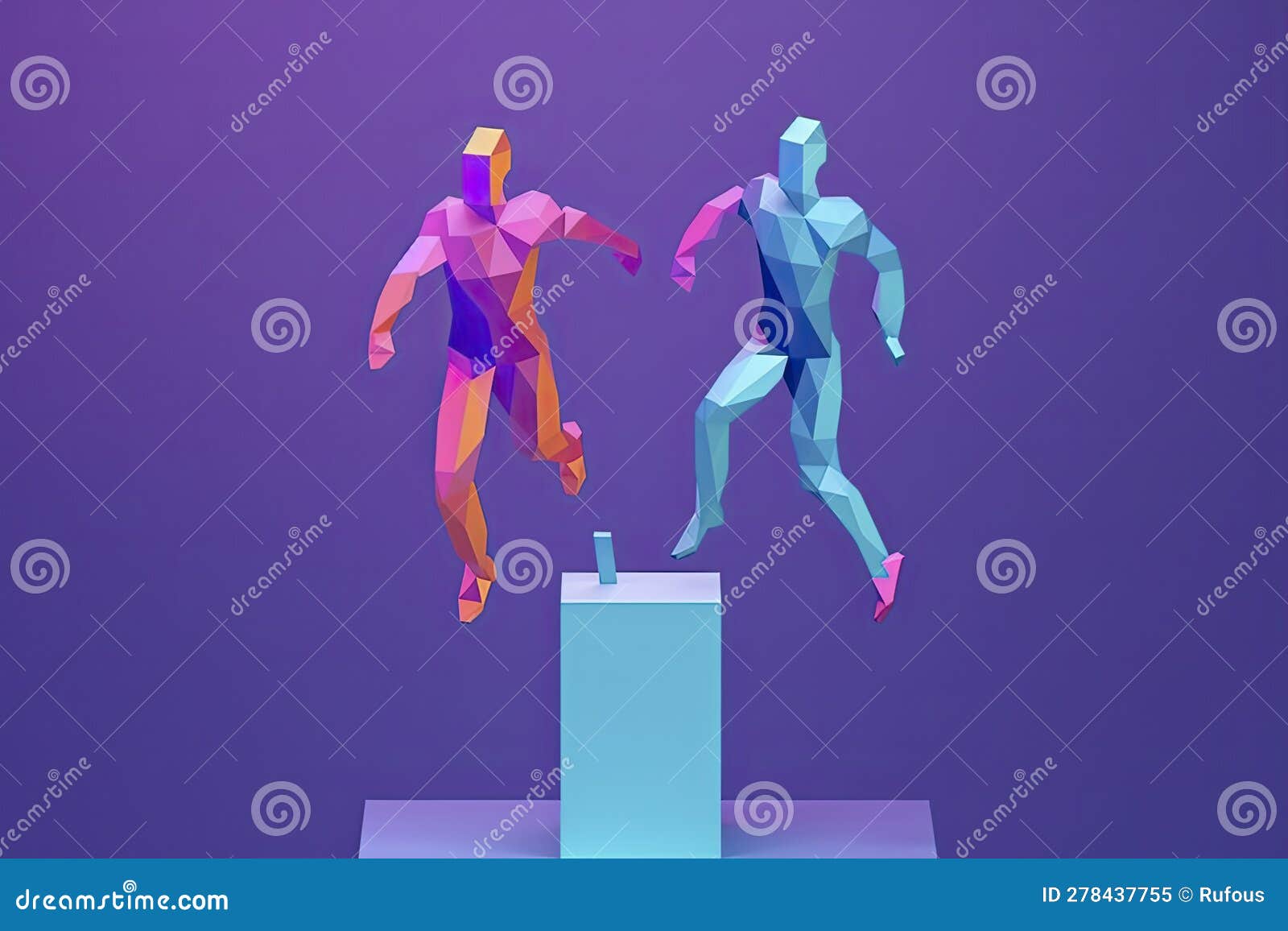 Leadership, Freedom or Development Concept. Ouple Jumping Back To Back