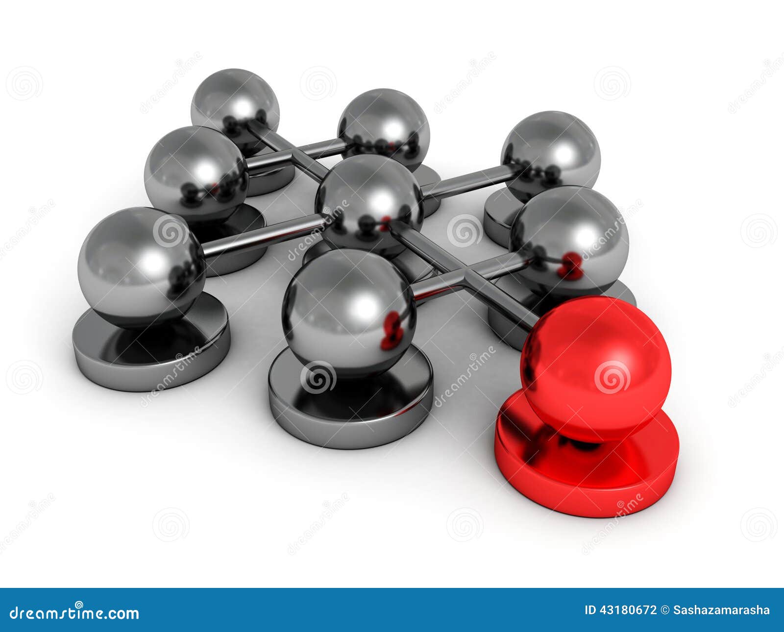 Leadership teamwork concept spheres group. 3d render illustration