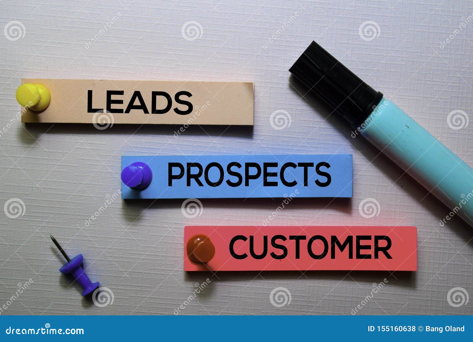 leads, prospects, customer text on sticky notes  on office desk