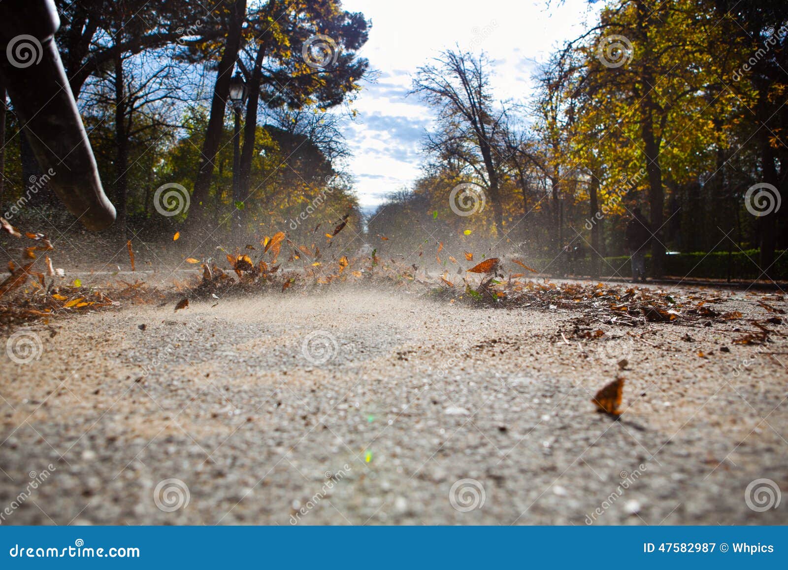 Leaf blower in action stock image. Image of occupation 47582987