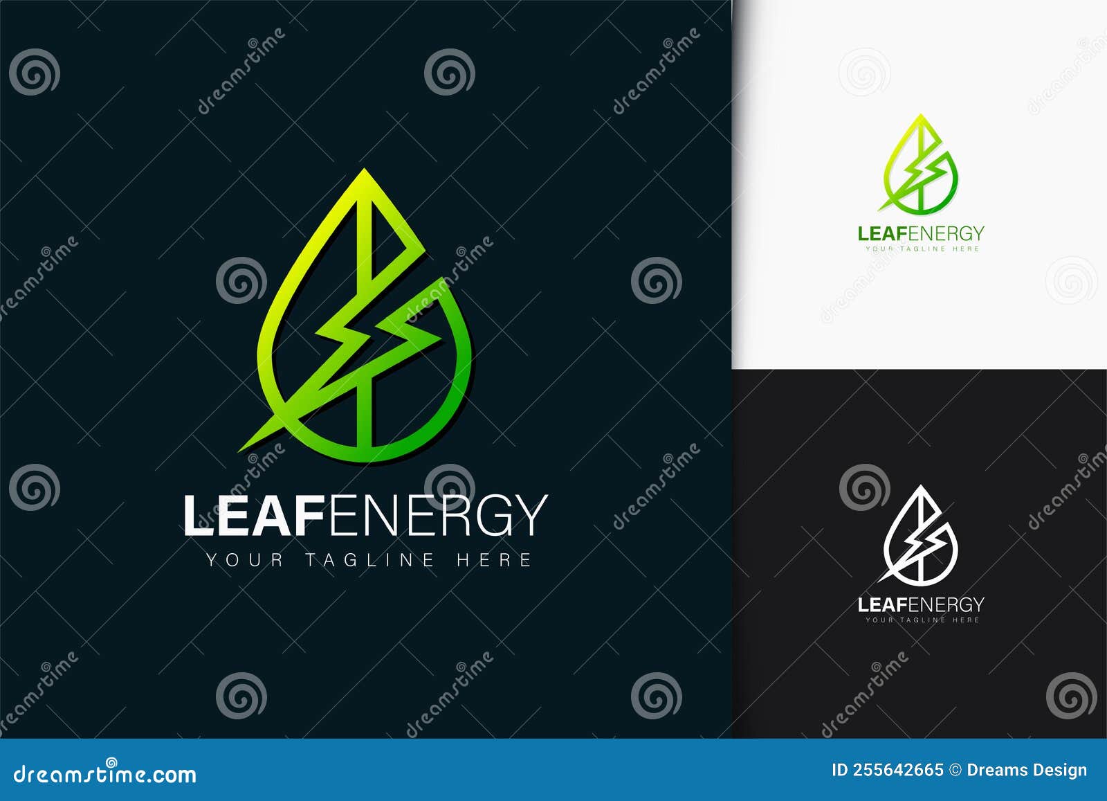 Leaf Energy Logo Design with Gradient Stock Vector Illustration of