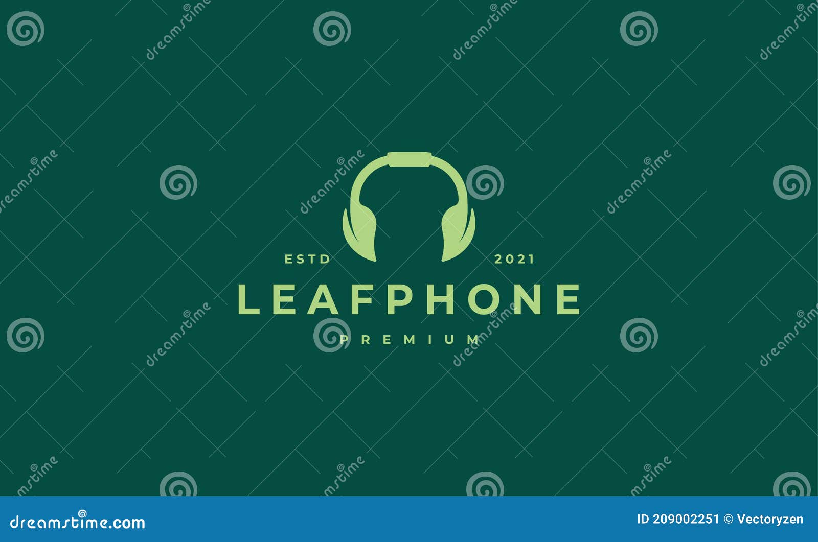 Leaf Headphone Logo Vector Design Illustration Stock Vector