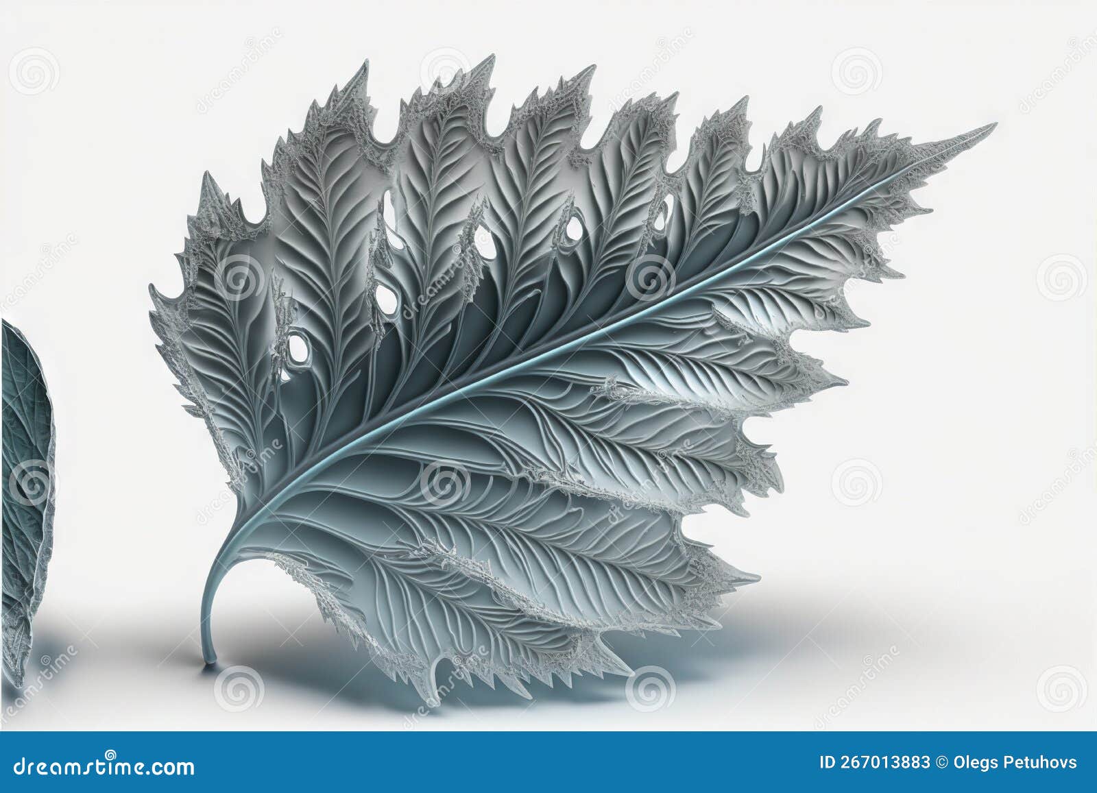 A Leaf with a Long Thin Tail is Shown in this Image, with a Lighter