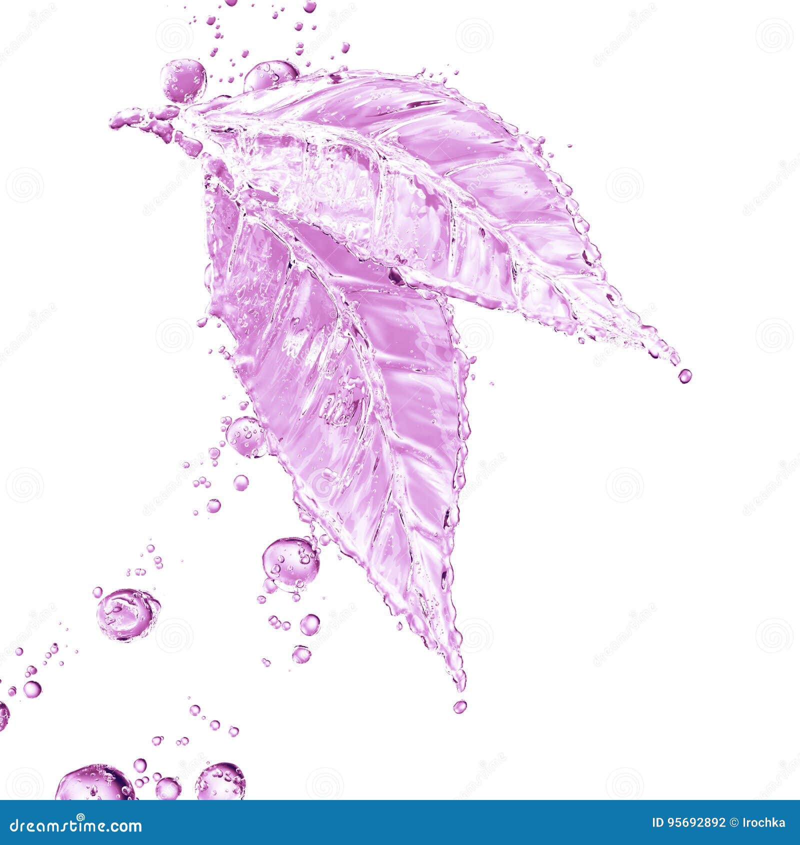 leaf made of water splash. pink color