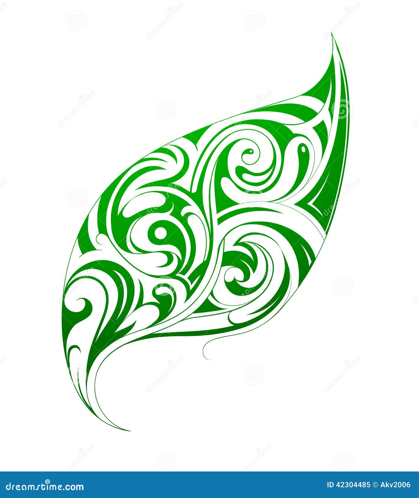 Leaf Ornament with Decorative Swirls Stock Vector Illustration of