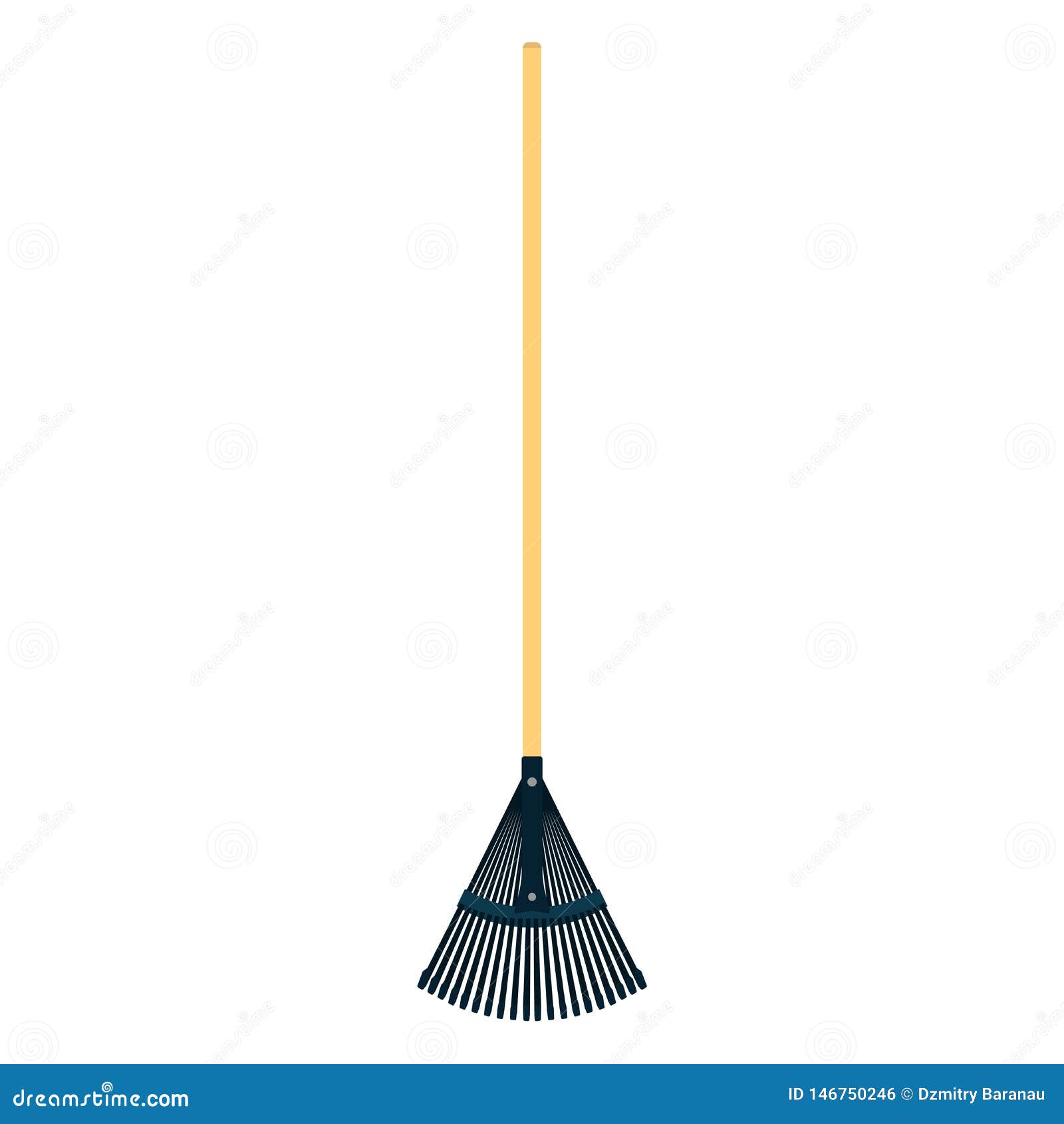 leaf rake  flat icon garden fall agriculture. autumn clean tool  equipment broom. farm grass device stick