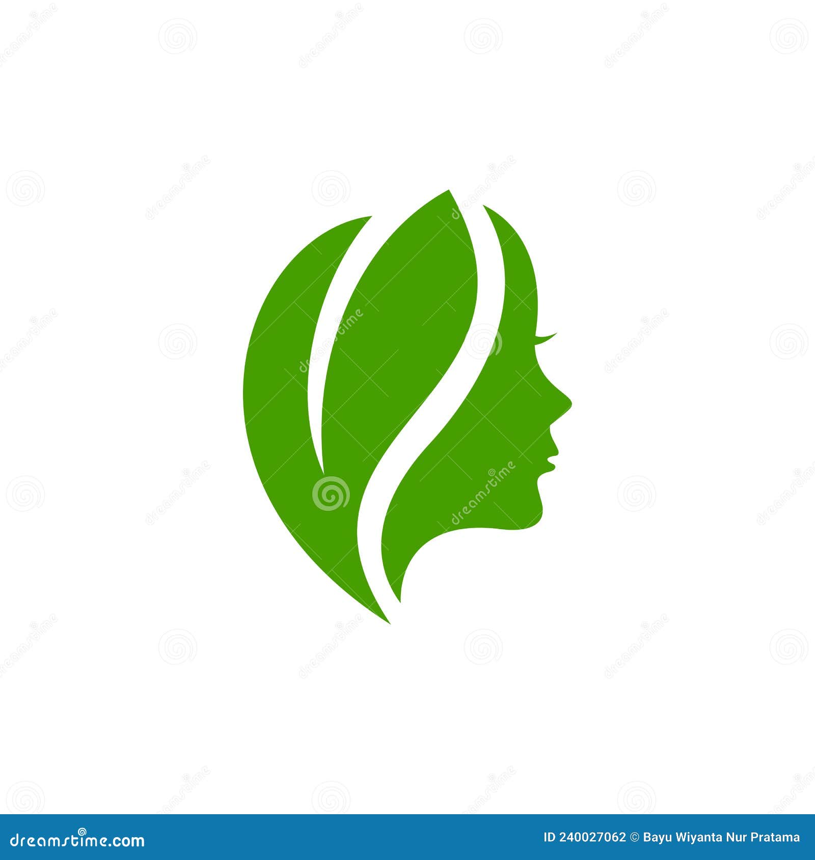 leaf and women face logo concept  stock icon illustratio. beauty logo. spa logo. salon. cosmetic. makeup. nature. green