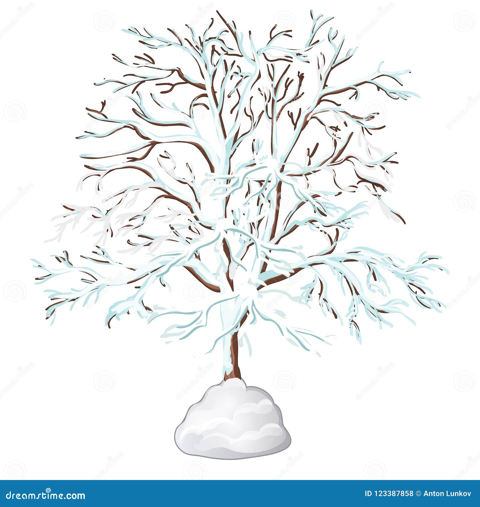 Free Vector  Winter tree with birds. season nature, snow on wood,  snowflake and plant, vector illustration