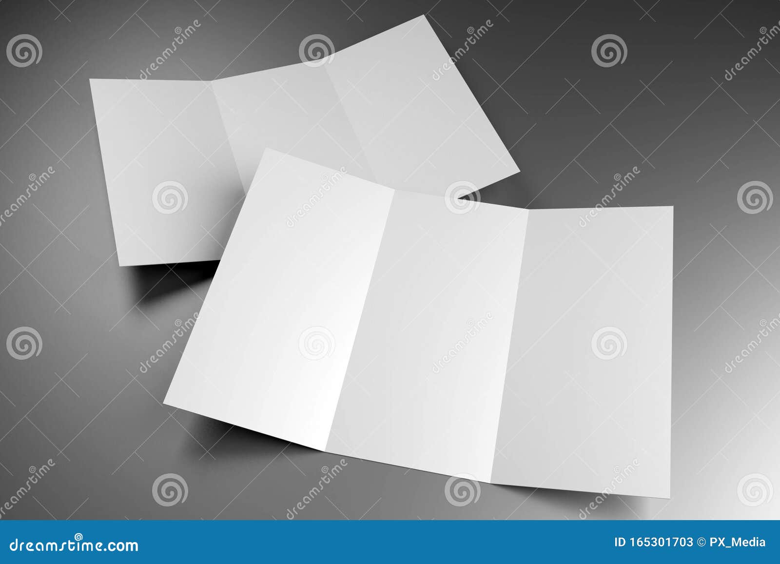 leaflet/ brochure/ leaflet mockup 3 x dl, 3 x 99x210 mm - 3d rendering