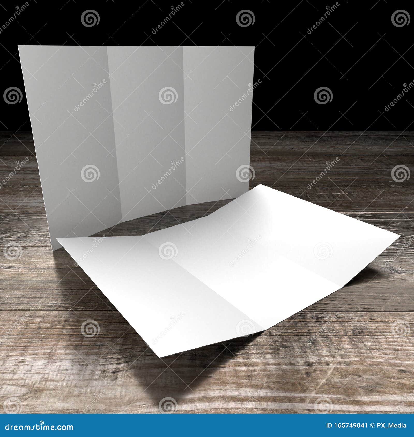 leaflet/ brochure/ leaflet mockup 3 x dl, 3 x 99x210 mm - 3d rendering