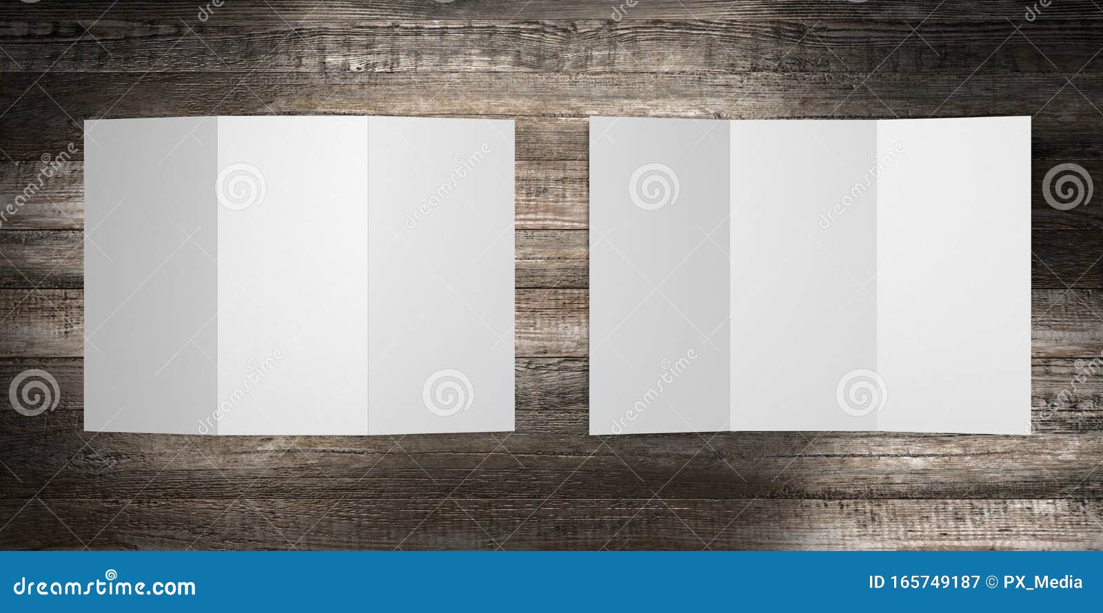 leaflet/ brochure/ leaflet mockup 3 x dl, 3 x 99x210 mm - 3d rendering