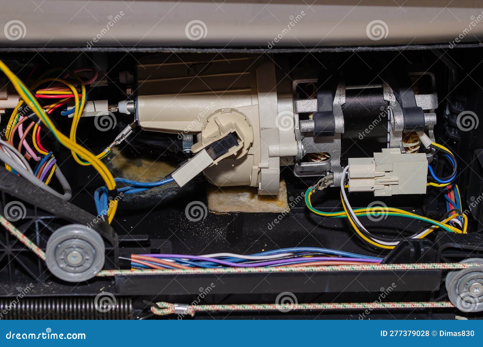 Leak in the Dishwasher Near the Electric Motor Stock Photo Image of
