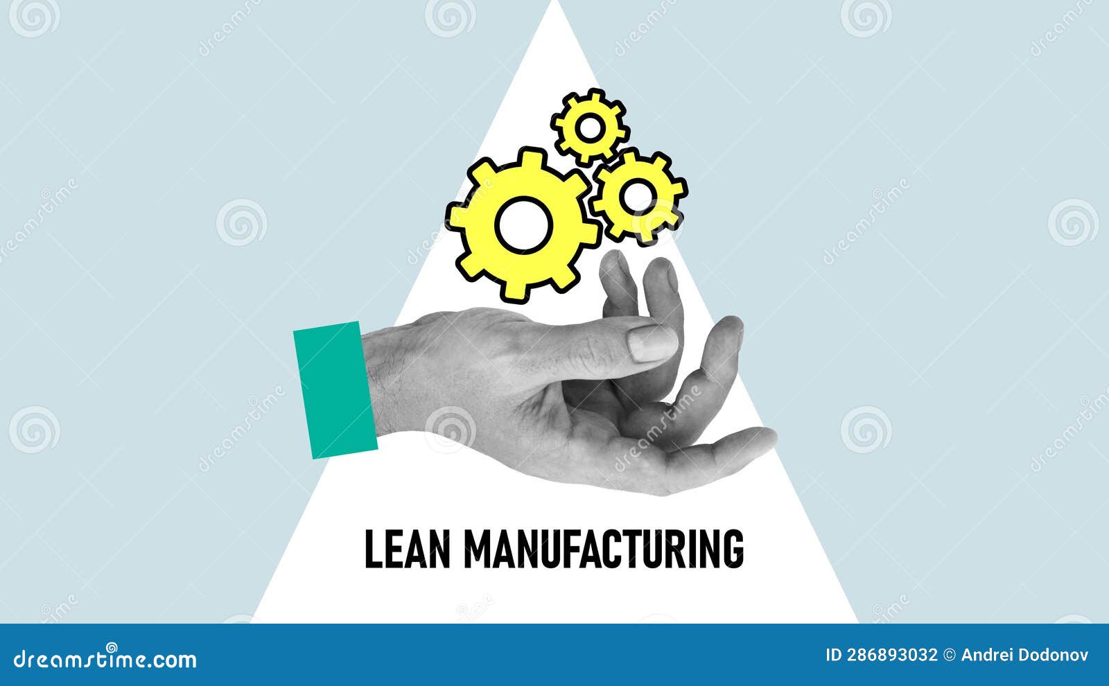 Lean Manufacturing is Shown Using the Text and Collage with Hand and