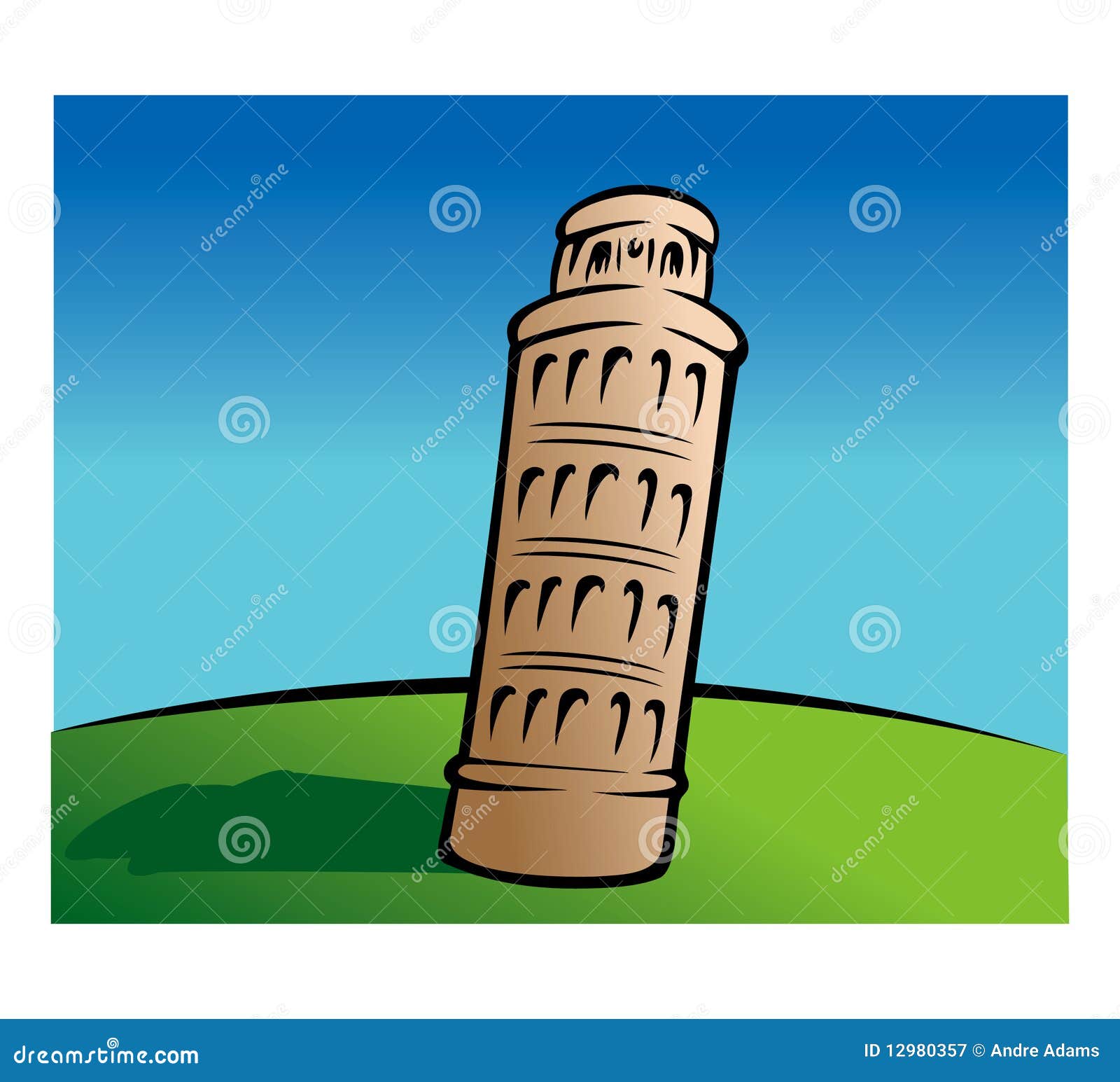 Leaning tower of Pisa stock vector. Illustration of visit - 12980357